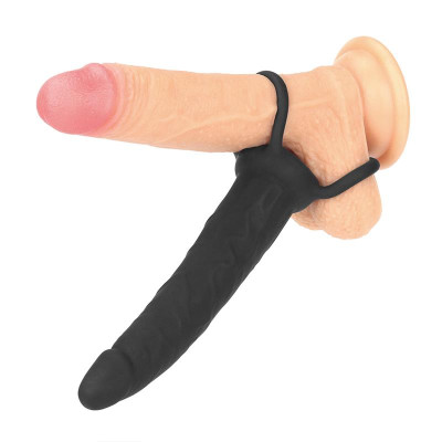 Dildo Anal con Doble Anillo Negro Dildo Anal con Doble Anillo Negro