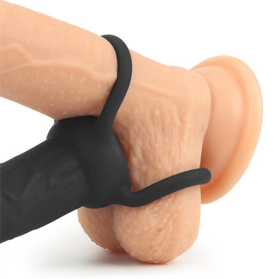 Dildo Anal con Doble Anillo Negro Dildo Anal con Doble Anillo Negro