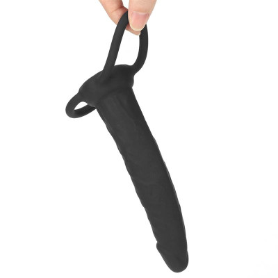 Dildo Anal con Doble Anillo Negro Dildo Anal con Doble Anillo Negro