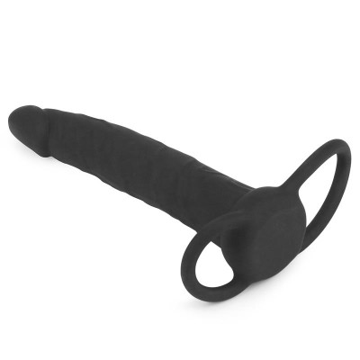 Dildo Anal con Doble Anillo Negro Dildo Anal con Doble Anillo Negro