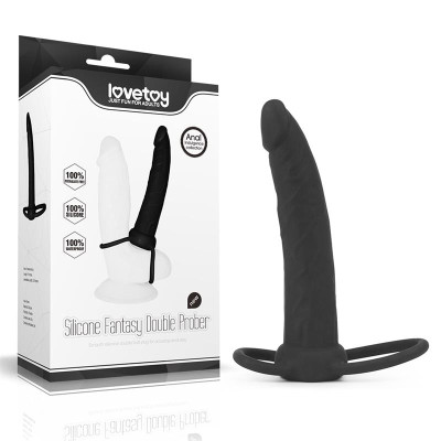 Dildo Anal con Doble Anillo Negro Dildo Anal con Doble Anillo Negro