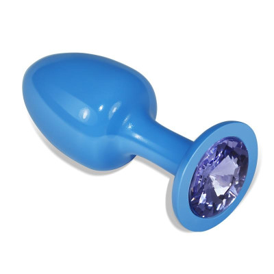 Plug Anal de Metal Azul Rosebud con Joya Azul Plug Anal de Metal Azul Rosebud con Joya Azul