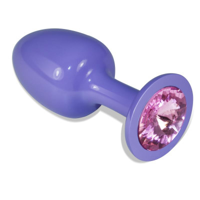 Plug Anal de Metal Purpura Rosebud con Joya Rosa Plug Anal de Metal Purpura Rosebud con Joya Rosa