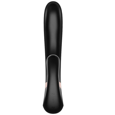 Heat Wave Warming Rabbit Vibrator Black APP Cl32