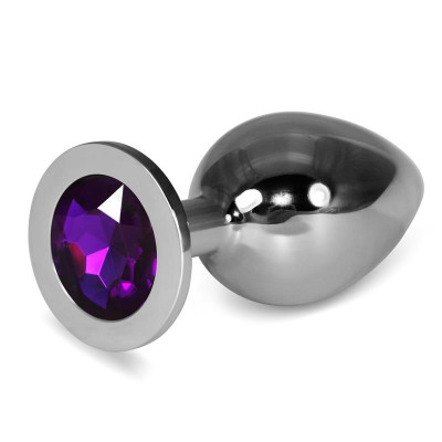 Plug Anal Metal RoseBud Classic con Joya Purpura Talla L Plug Anal Metal RoseBud Classic con Joya Purpura Talla L