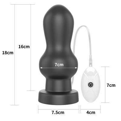 Plug Anal con Vibracion King Sized 7 Negro Plug Anal con Vibracion King Sized 7 Negro