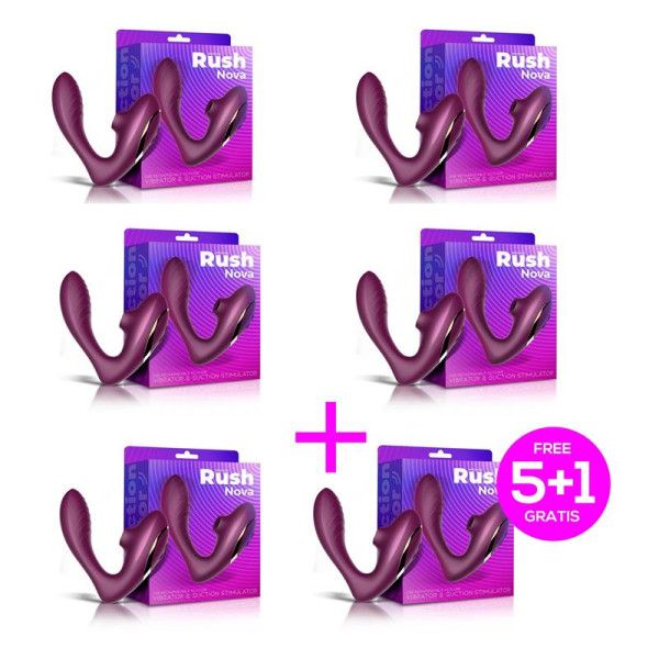 Pack 5+1 Rush Nova Vibrador y Succionador de Clítoris 2 Motores Independietnes USB
