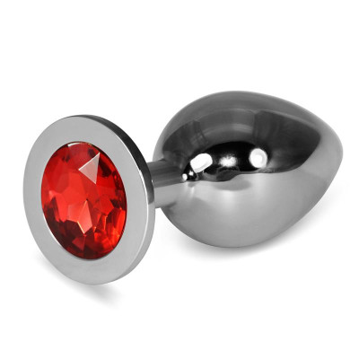 Plug Anal Metal RoseBud Classic con Joya Rojo Talla L Plug Anal Metal RoseBud Classic con Joya Rojo Talla L