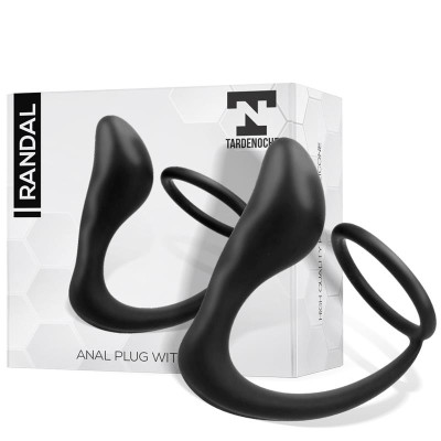 Randal Plug Anal con Anillo para el Pene Silicona Negro Randal Plug Anal con Anillo para el Pene Silicona Negro