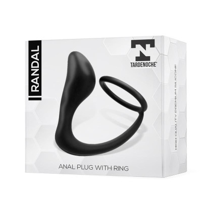 Randal Plug Anal con Anillo para el Pene Silicona Negro Randal Plug Anal con Anillo para el Pene Silicona Negro