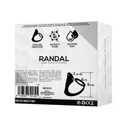 Randal Plug Anal con Anillo para el Pene Silicona Negro Randal Plug Anal con Anillo para el Pene Silicona Negro