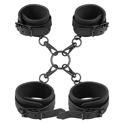 Set de Esposas para Tobillos y Munecas Cuero Vegano Set de Esposas para Tobillos y Munecas Cuero Vegano