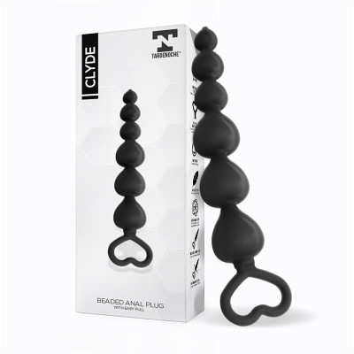Clyde Plug Anal con Bolas con Aro de Facil Extraccion Silicona Negro Clyde Plug Anal con Bolas con Aro de Facil Extraccion Silicona Negro