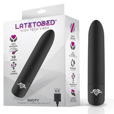 Shoty Bala Vibradora USB 10 Velocidades Potente Motor Negro Shoty Bala Vibradora USB 10 Velocidades Potente Motor Negro