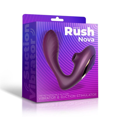 Rush Nova Vibrador y Estimulador Clitoris 2 Motores Independientes USB Silicona