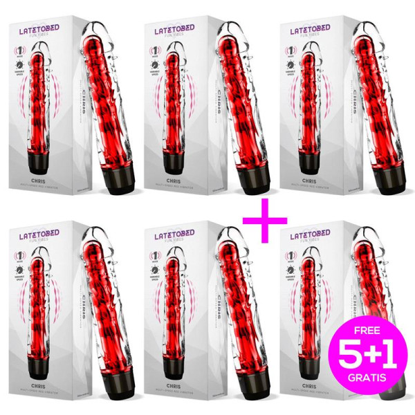 Pack 5+1 Chris Vibrador Multi Velocidad Rojo