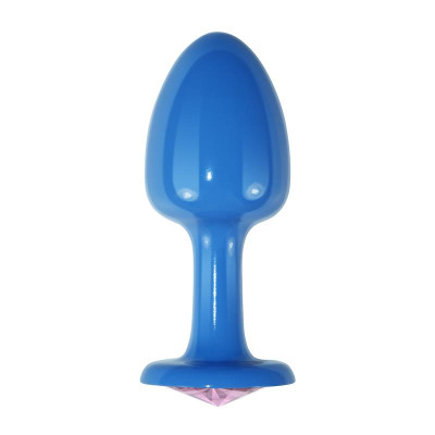 Plug Anal de Metal Azul Rosebud con Joya Rosa Plug Anal de Metal Azul Rosebud con Joya Rosa