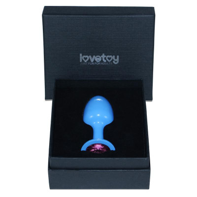 Plug Anal de Metal Azul Rosebud con Joya Rosa Plug Anal de Metal Azul Rosebud con Joya Rosa