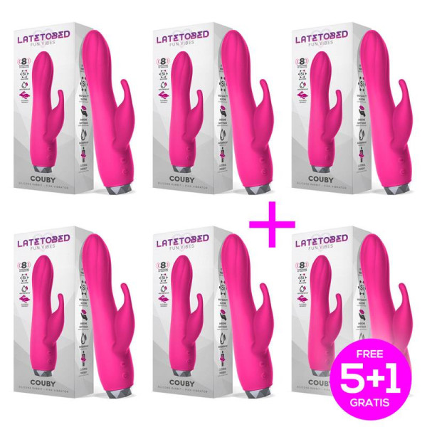 Pack 5+1 Couby Vibrador de Conejito Silicona Rosa