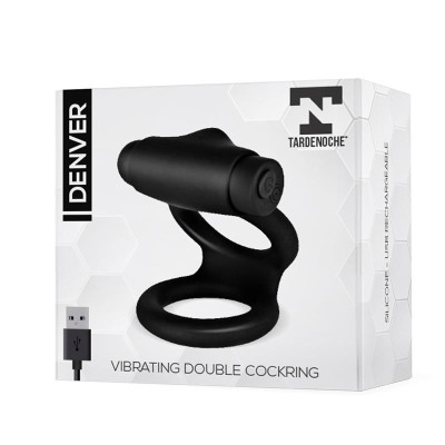 Denver Anillo Doble con Bala Vibradora USB Silicona Negro Denver Anillo Doble con Bala Vibradora USB Silicona Negro