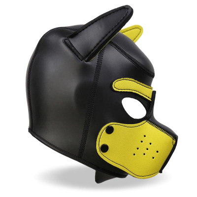 Hound Mascara de Perro Neopreno Hocico Extraible Negro Amarillo Talla Unica