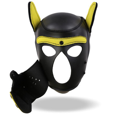 Hound Mascara de Perro Neopreno Hocico Extraible Negro Amarillo Talla Unica