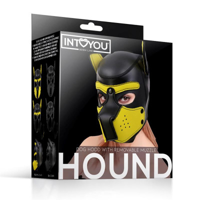 Hound Mascara de Perro Neopreno Hocico Extraible Negro Amarillo Talla Unica