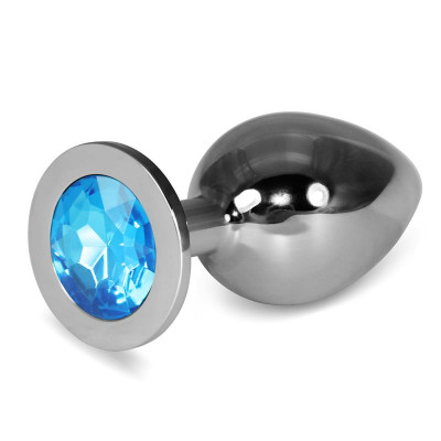 Plug Anal Metal RoseBud Classic con Joya Azul Talla L Plug Anal Metal RoseBud Classic con Joya Azul Talla L