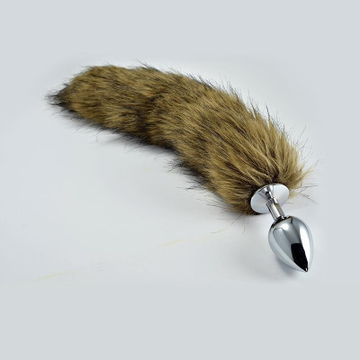 Plug Anal de Metal con Cola Marron Talla L Plug Anal de Metal con Cola Marron Talla L