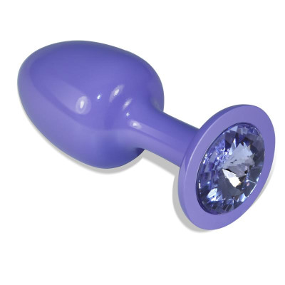 Plug Anal de Metal Purpura Rosebud con Joya Azul Plug Anal de Metal Purpura Rosebud con Joya Azul
