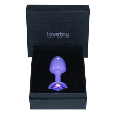 Plug Anal de Metal Purpura Rosebud con Joya Azul Plug Anal de Metal Purpura Rosebud con Joya Azul