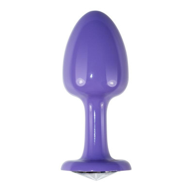 Plug Anal de Metal Purpura Rosebud con Joya Transparene Plug Anal de Metal Purpura Rosebud con Joya Transparene