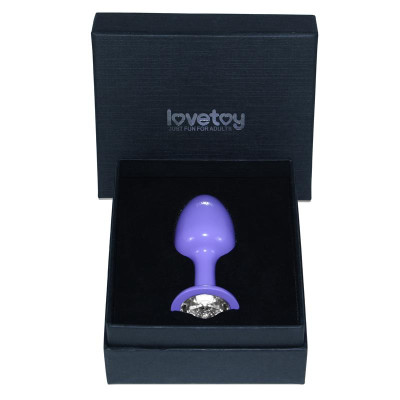 Plug Anal de Metal Purpura Rosebud con Joya Transparene Plug Anal de Metal Purpura Rosebud con Joya Transparene
